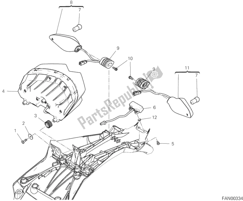 Toutes les pièces pour le Feu Arrière du Ducati Multistrada 1260 Touring USA 2020